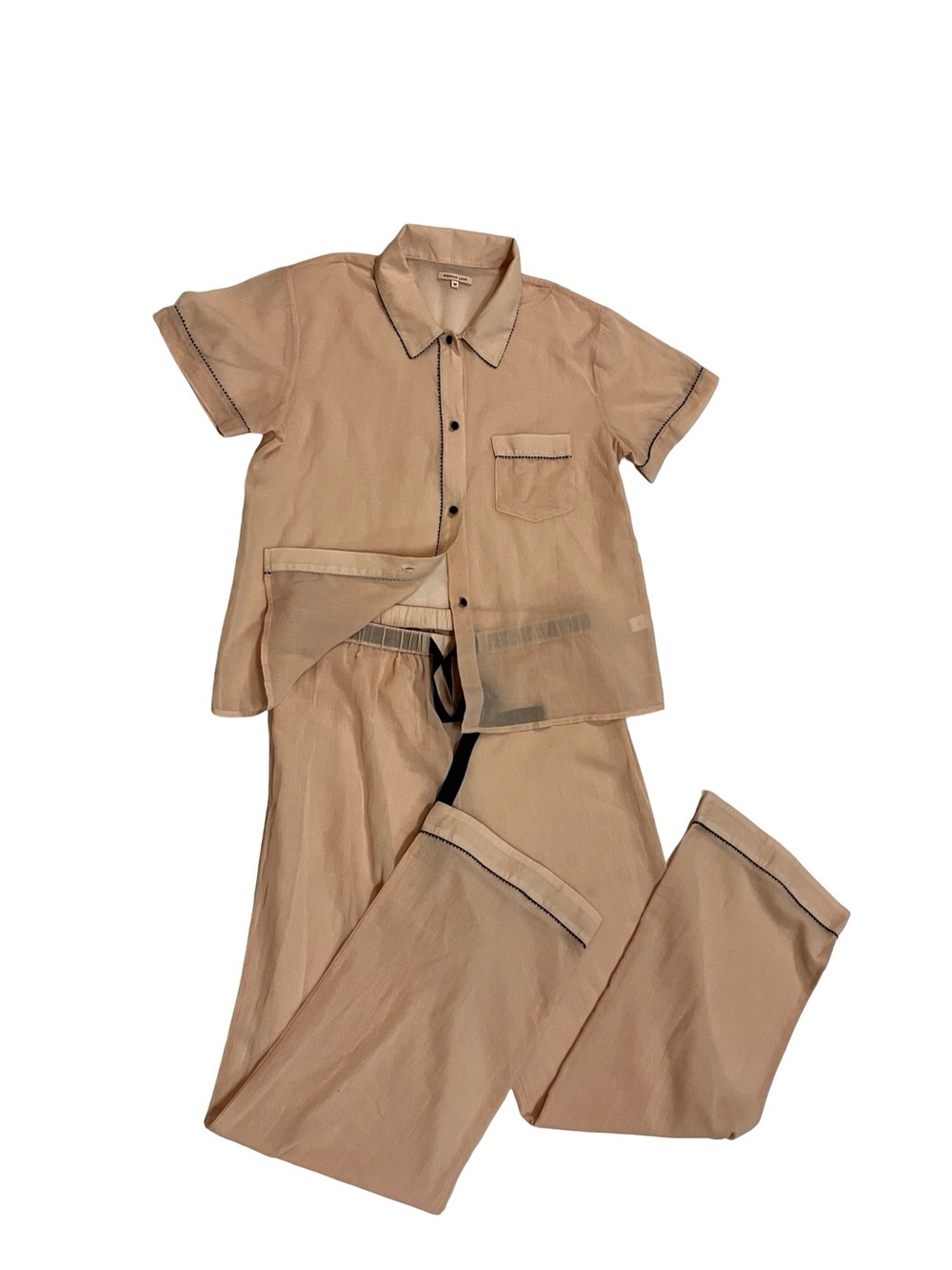 HTF Morgan Lane Cotton Gauge Self Pajama PJ SET In Blush Sz M Loungewear Cruise - Picture 13 of 14